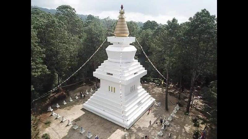 Great Bon Stupa with 33 Small Stupas seen from above