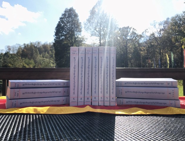A photo of a stack of books Lopon's Teachings